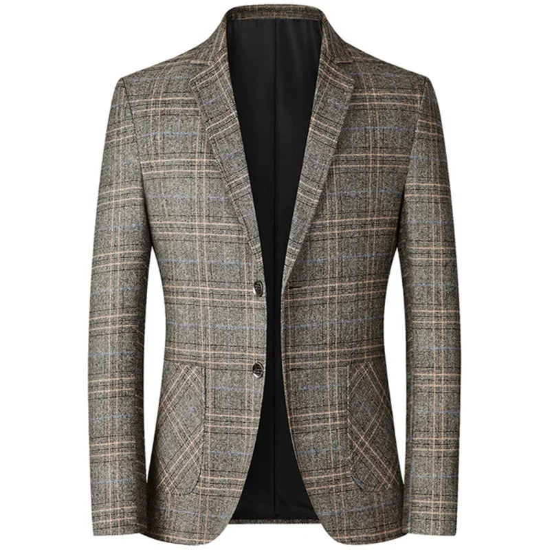 Men’s Plaid Blazer – Spring Wedding & Business Suit Jacket