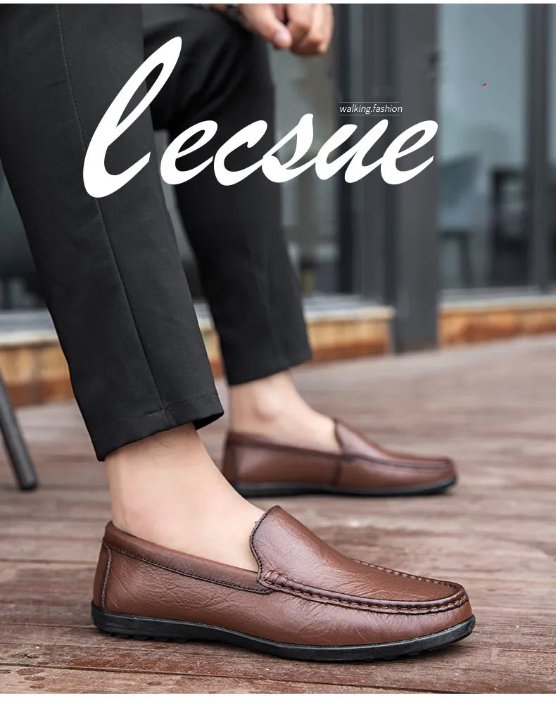 Men’s Genuine Leather Loafers – Luxury Italian Style Slip-On Driving Shoes