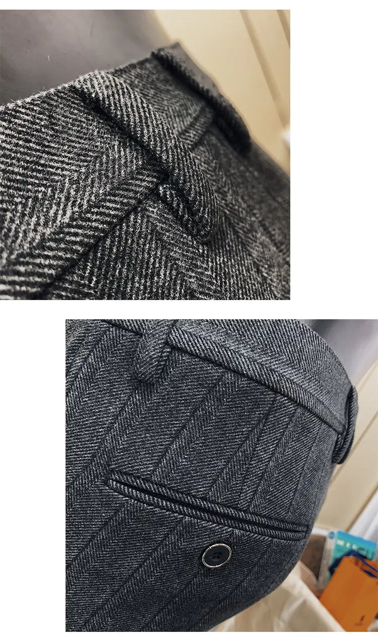 Men’s Striped Woolen Suit Pants – Slim Fit Casual & Formal Trousers for Autumn & Winter