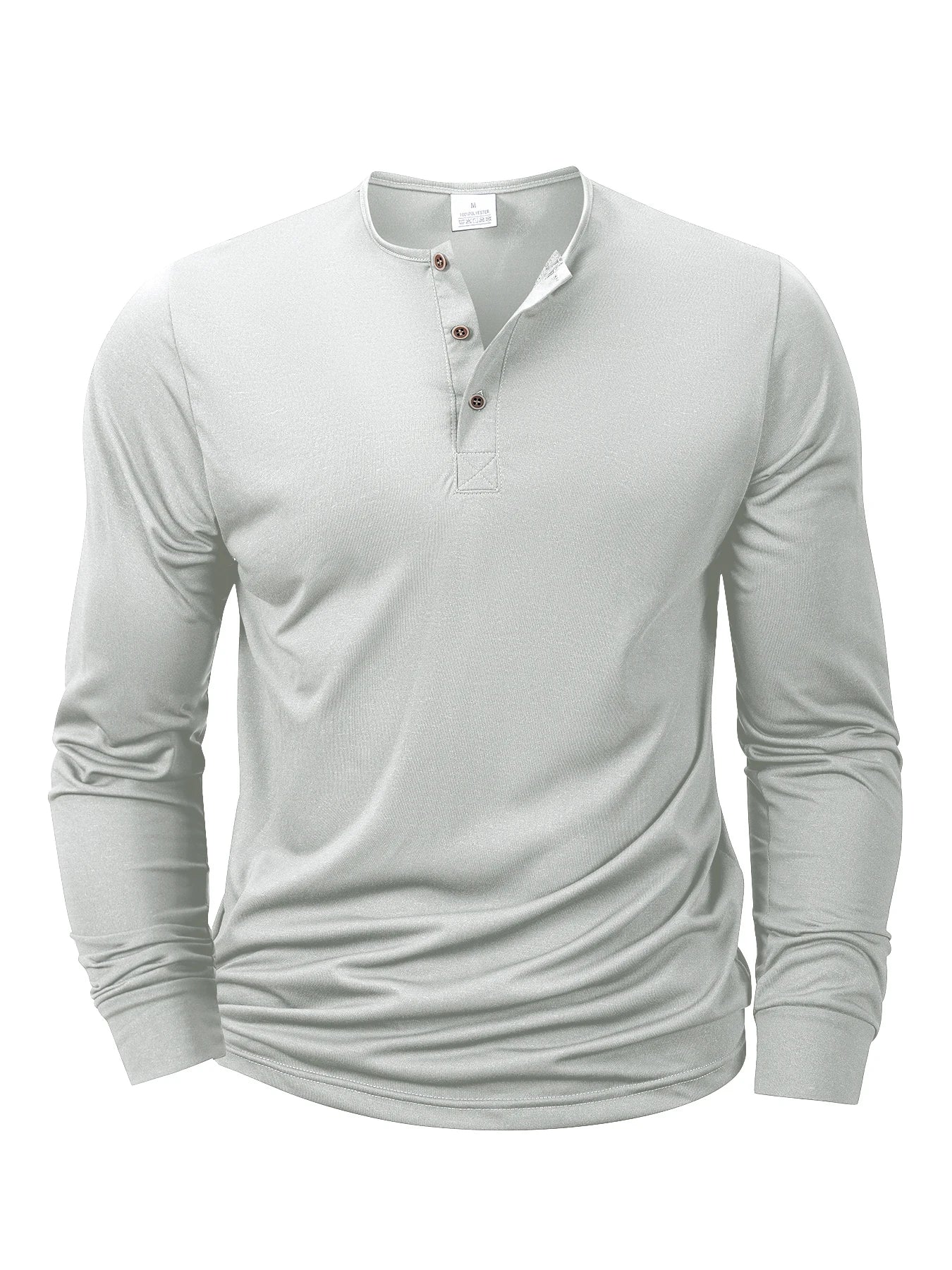 Men’s Long Sleeve Henley Shirt – Slim Fit, Casual & Comfortable Fitness Top with Button Neck