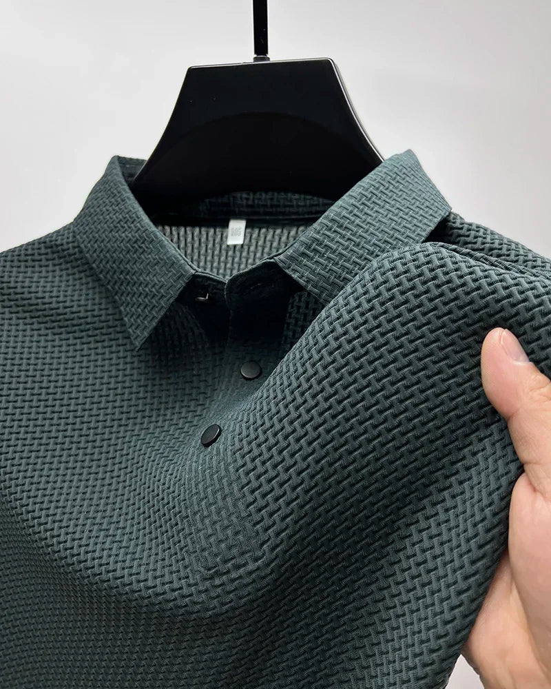 Men's Summer Ice Silk Short Sleeve Polo – Cool, Breathable, Sweat-Absorbing, Business Casual T-Shirt