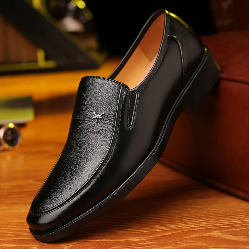 Men’s Classic Leather Loafers – Elegant Business Slip-On Dress Shoes