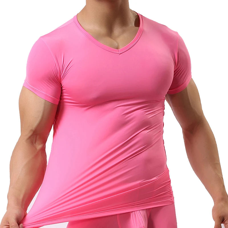 Men’s Ice Silk Quick-Dry T-Shirt – Breathable Slim Fit Summer Top
