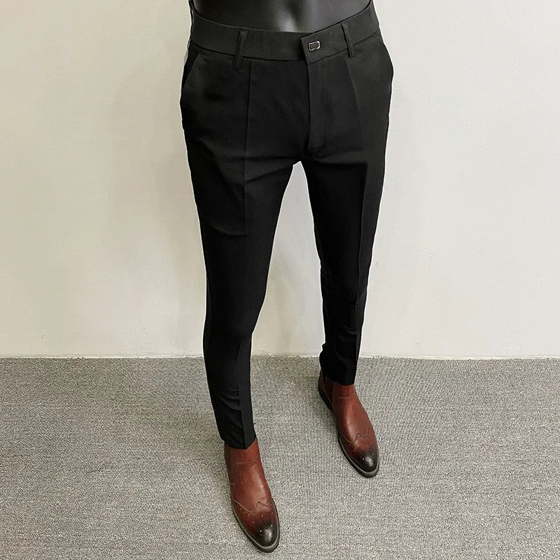 Men’s Slim Fit Formal Suit Pants – Stretch Dress Trousers, Solid Color Business & Casual Wear