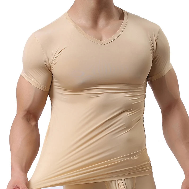 Men’s Ice Silk Quick-Dry T-Shirt – Breathable Slim Fit Summer Top