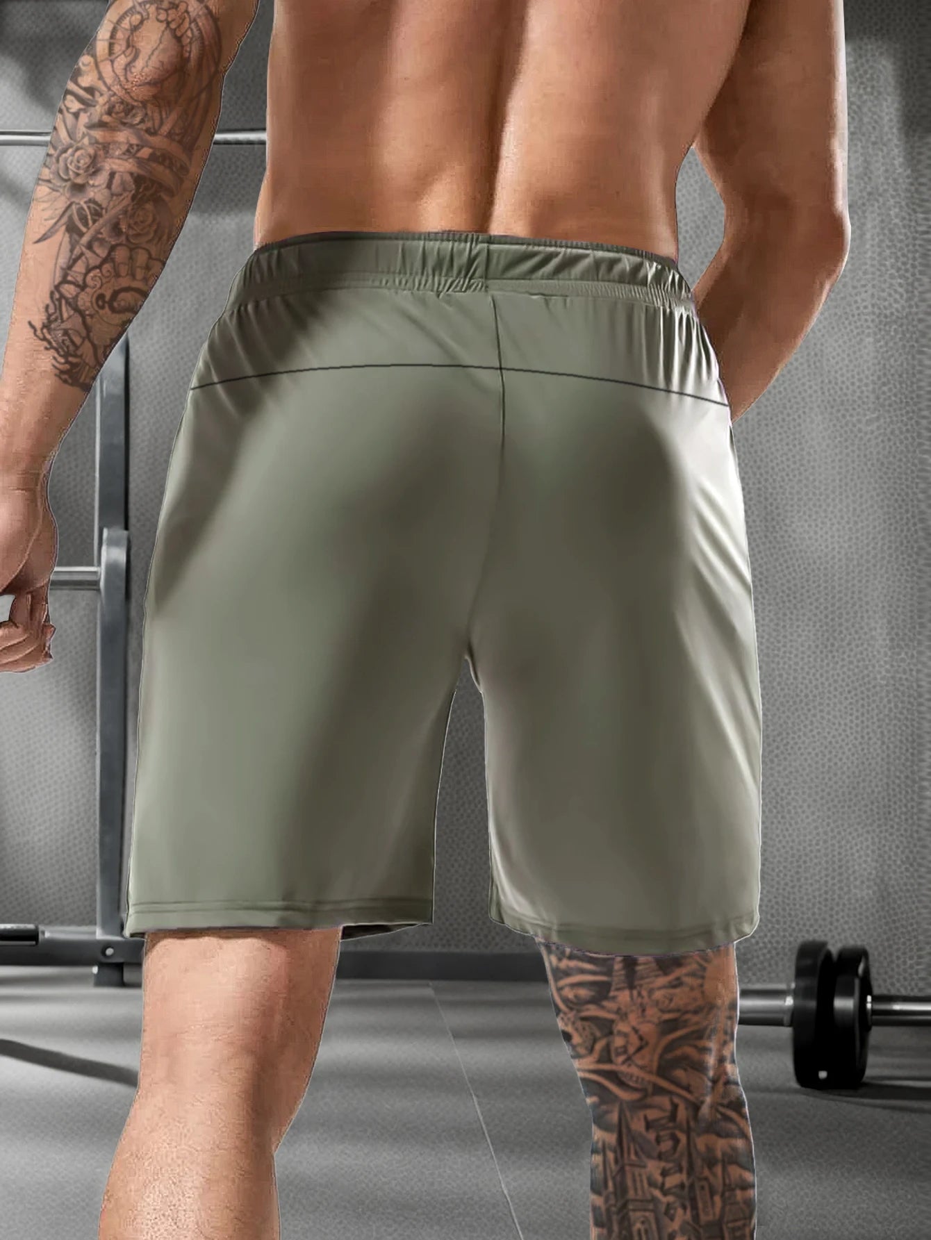 Men’s Elastic Waist Shorts – Solid Color Casual Shorts with Zipper Pockets