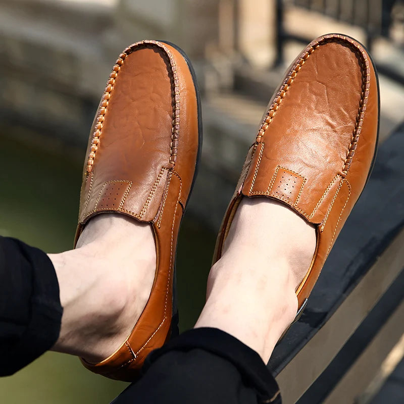 Men’s Genuine Leather Loafers – Luxury Casual Slip-On Moccasins, Designer Driving Shoes 2023