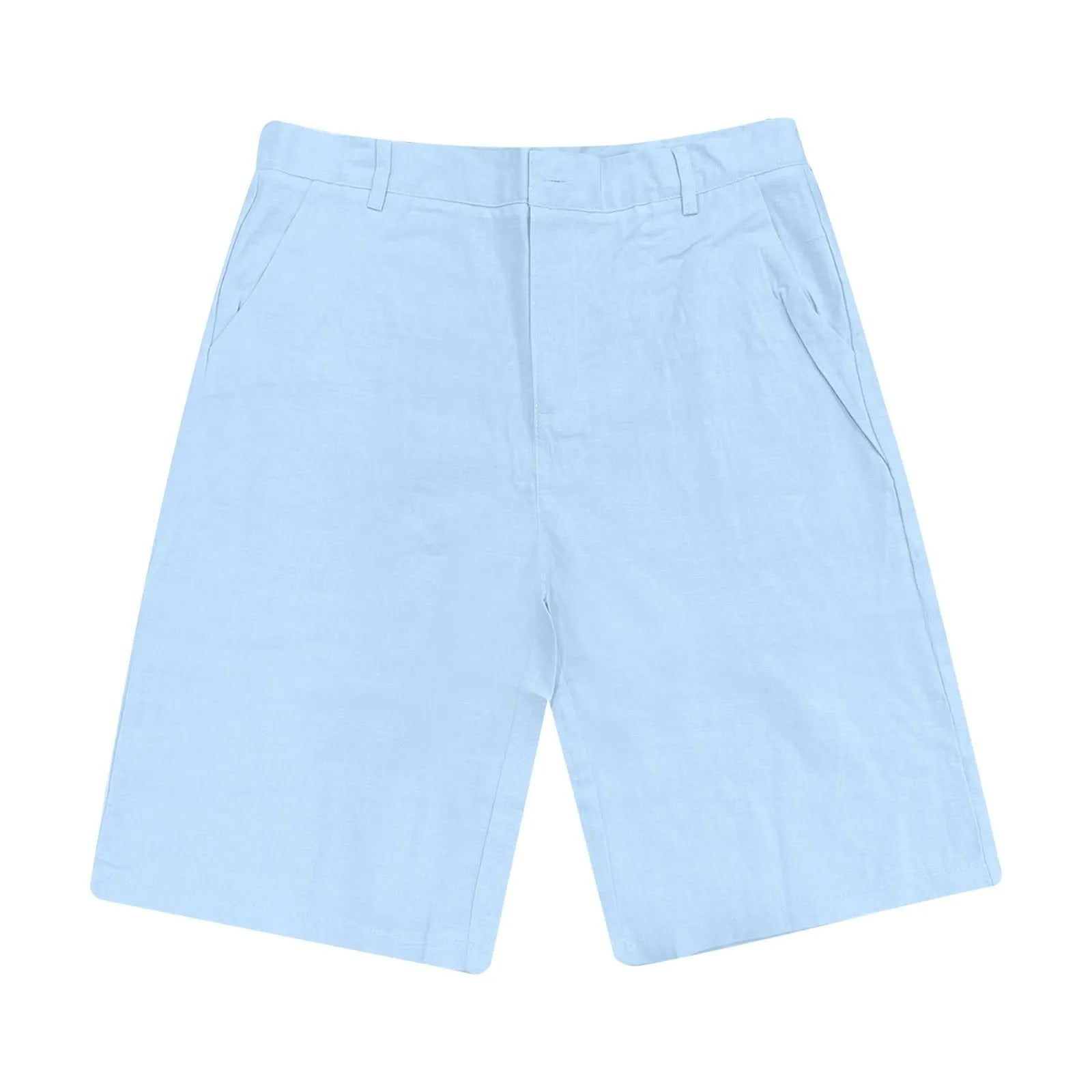 Men’s Solid Color Linen Shorts – Breathable Casual Beach Pants for Summer Holiday