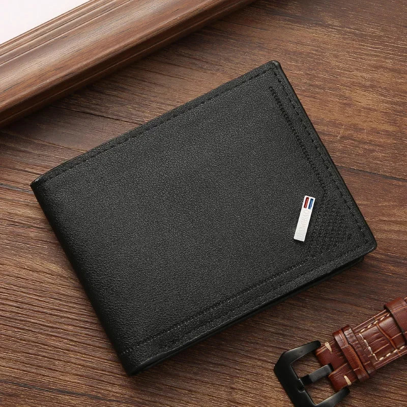 Men's Slim Leather Wallet – Minimalist Soft Leather Bifold, Compact & Durable Short Wallet