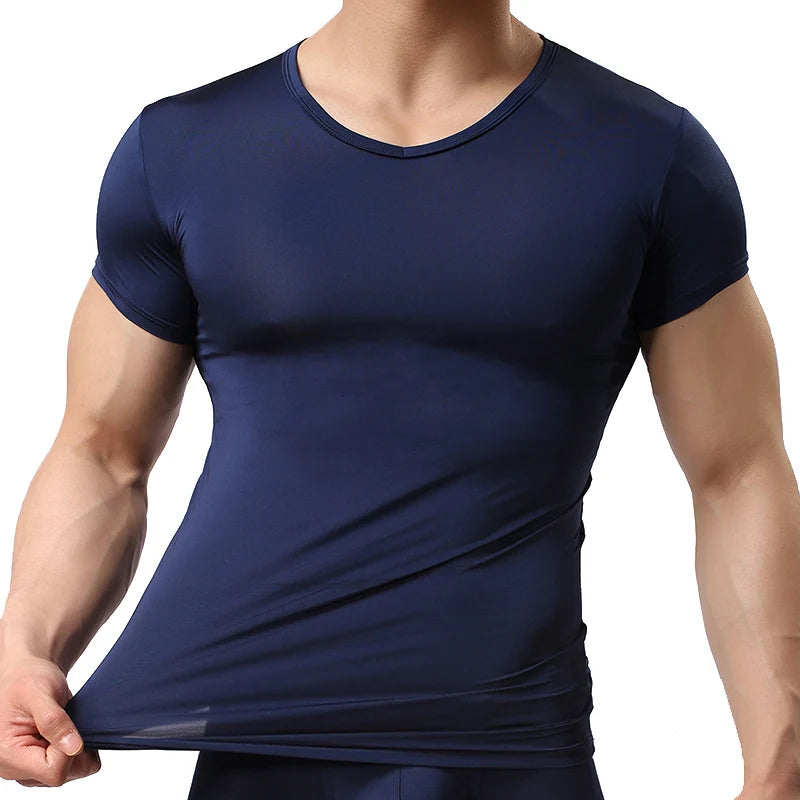 Men’s Ice Silk Quick-Dry T-Shirt – Breathable Slim Fit Summer Top