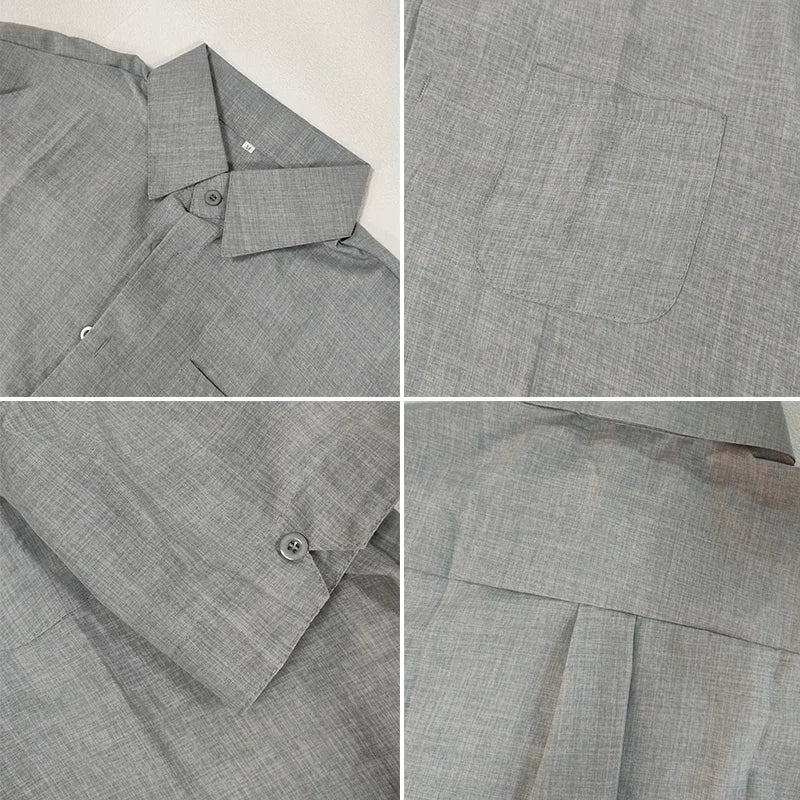 Men’s Summer Cotton Linen Shirt – Short Sleeve, Turn-Down Collar, Casual Style