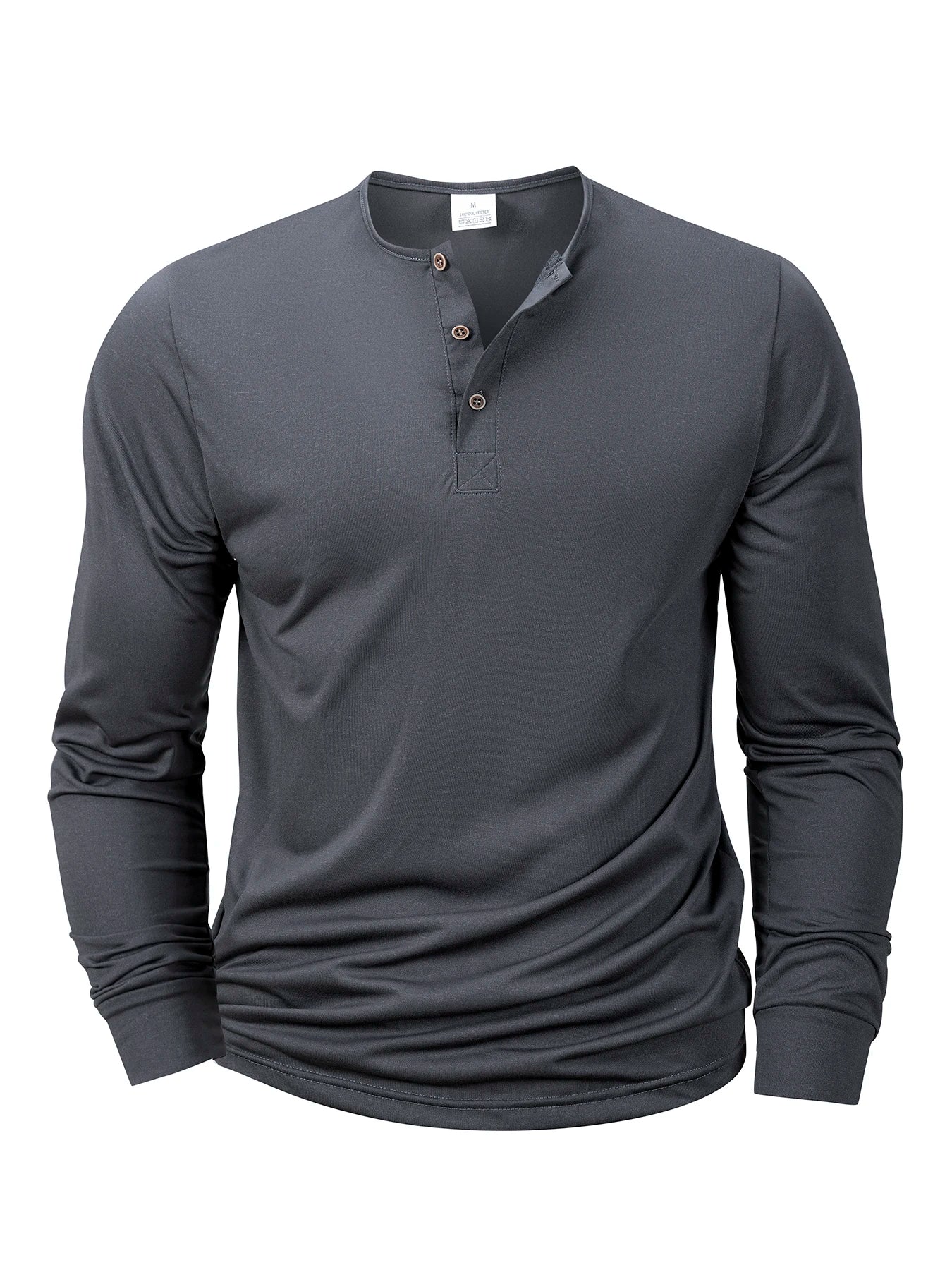Men’s Long Sleeve Henley Shirt – Slim Fit, Casual & Comfortable Fitness Top with Button Neck