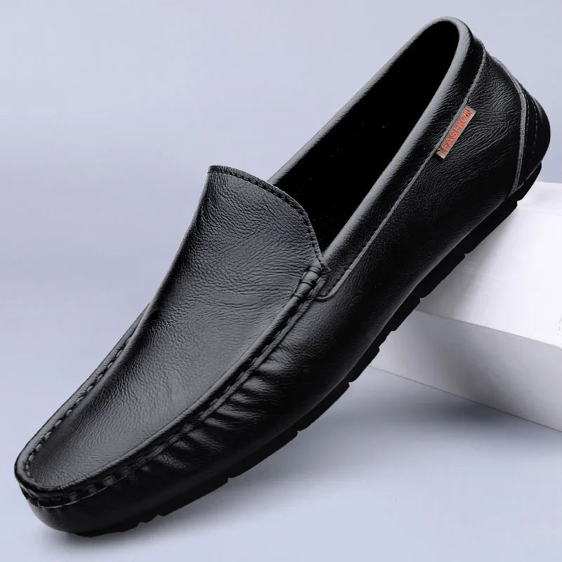 Men’s Genuine Leather Slip-On Loafers – Breathable Luxury Moccasins & Italian Driving Shoes