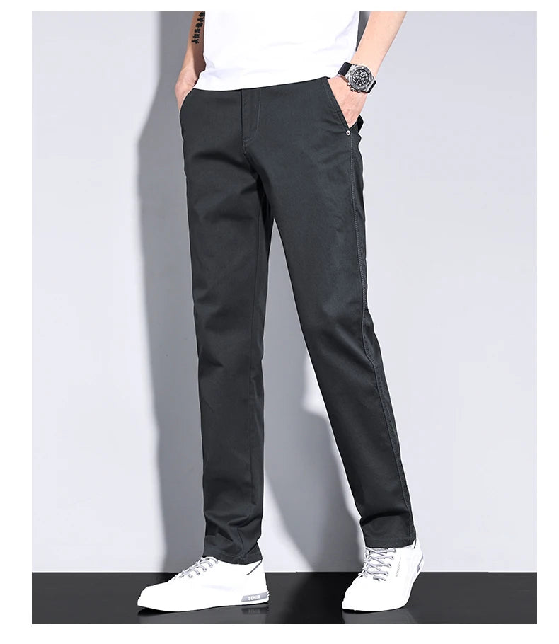 Men’s White Casual Pants – Stretch Straight Fit, Comfortable Soft Business & Work Trousers