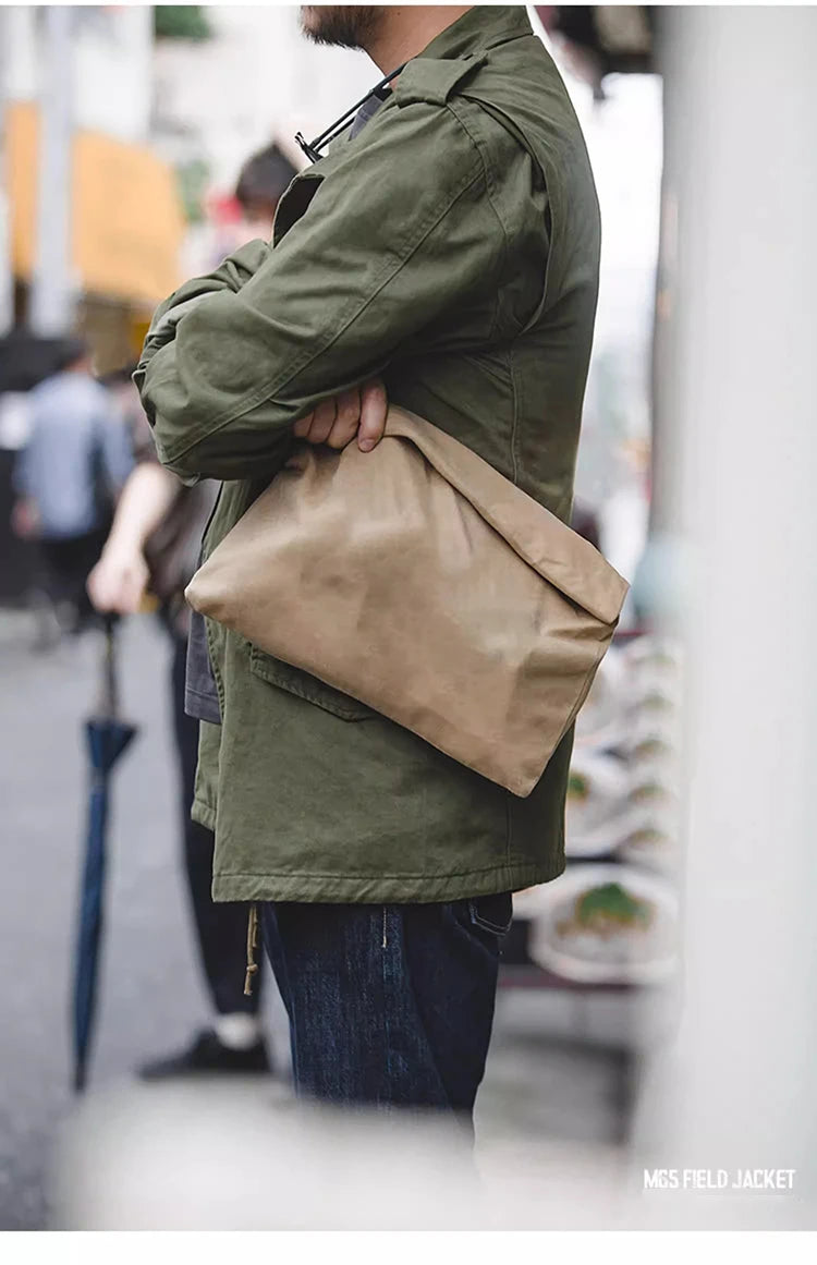 M65 Field Jacket, Men's Military Jacket, Retro Multi Pocket Collar Zipper Jacket, 100% Cotton