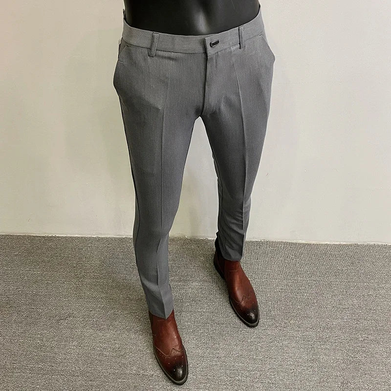 Men’s Slim Fit Formal Suit Pants – Stretch Dress Trousers, Solid Color Business & Casual Wear