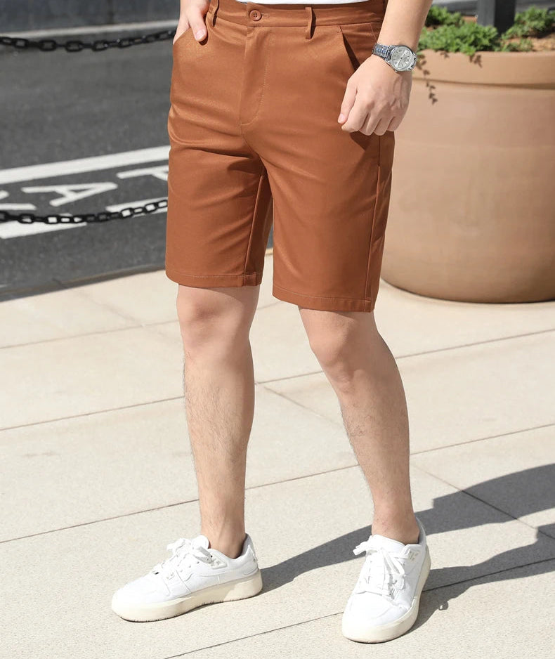 Men’s Summer Slim Fit Stretch Shorts – Lightweight Business Casual Dress Shorts, Fashion High Elastic Waist