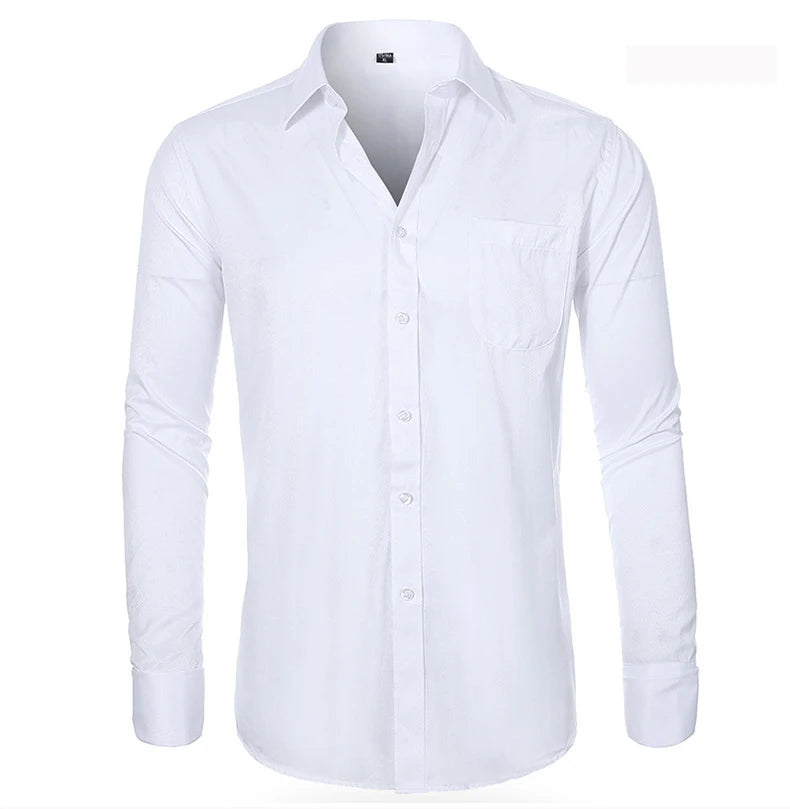 Men’s French Cuff Dress Shirt – Long Sleeve Formal Wedding & Party Shirt with Pocket