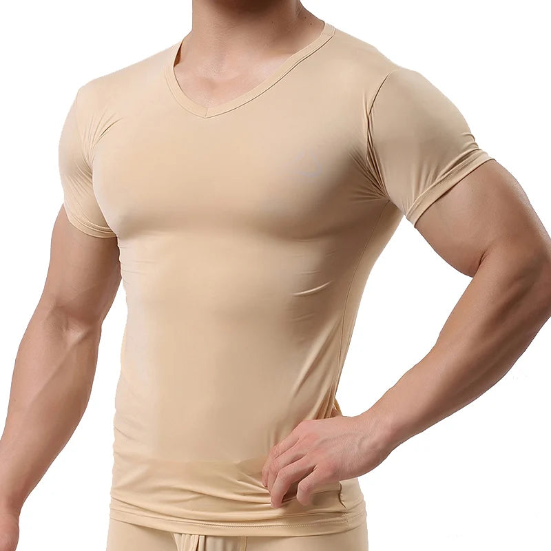 Men’s Ice Silk Quick-Dry T-Shirt – Breathable Slim Fit Summer Top