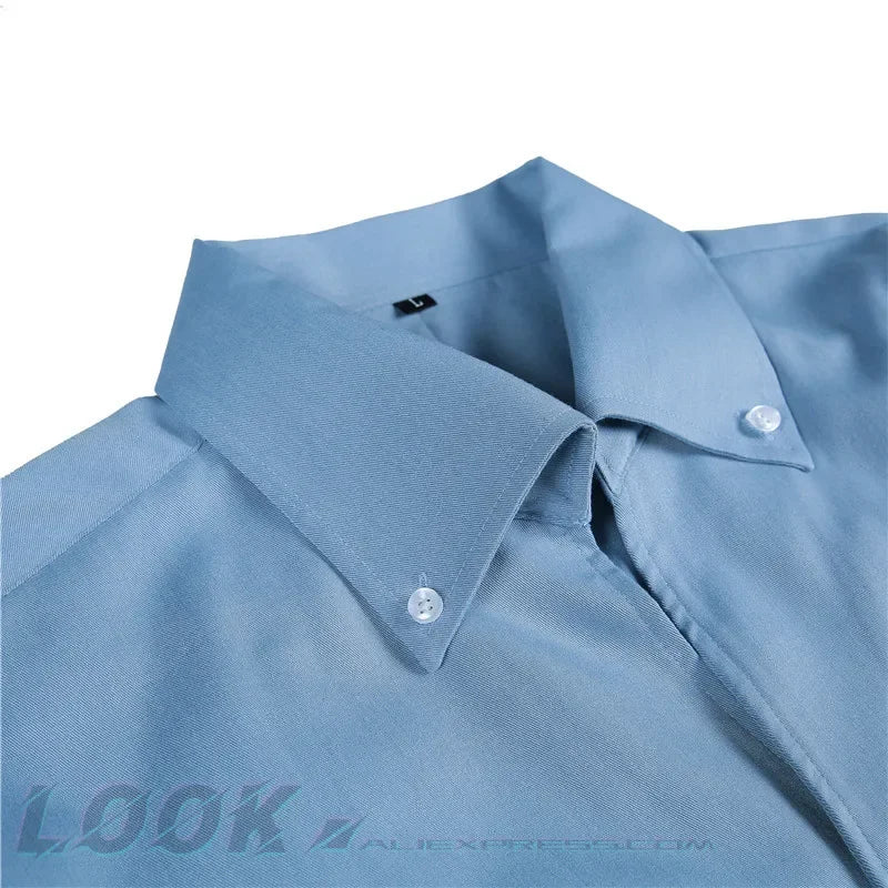 Men's Wrinkle-Free Slim-Fit Italian Collar Shirt – Casual & Stylish