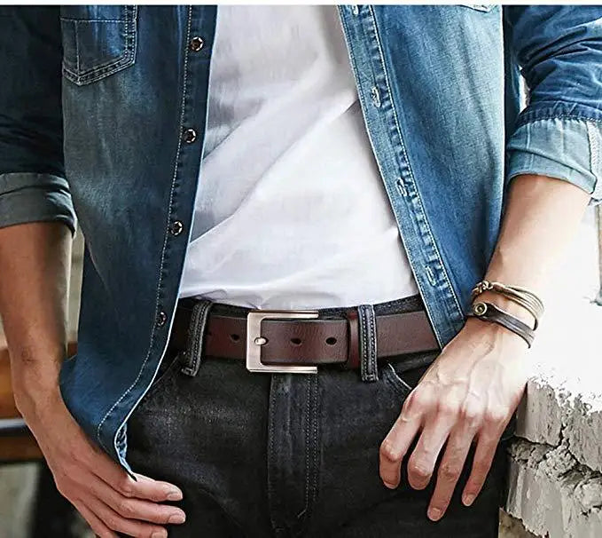 Men’s Genuine Leather Belt Plus Size 130–170 cm | Stylish Cowskin Belt for Jeans