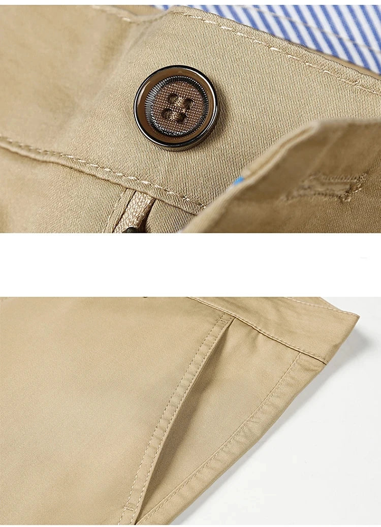 Men’s Classic Straight Casual Pants – Comfortable Business Trousers in Green, Black & Khaki | 2023 Fashion