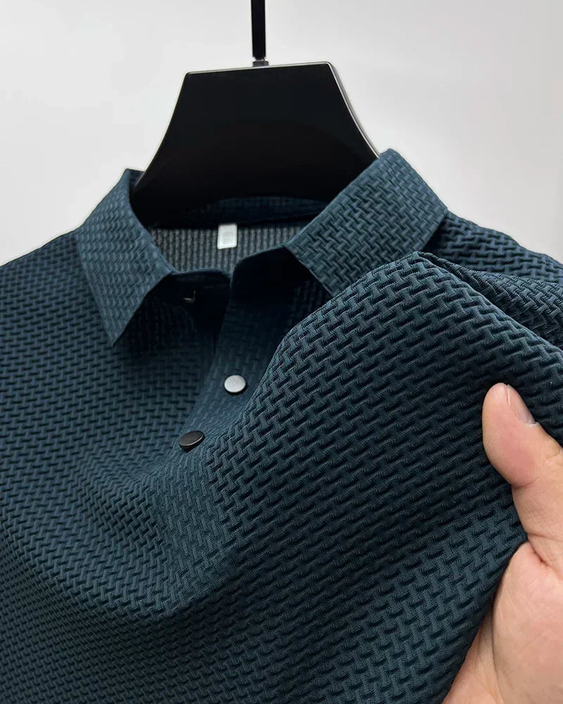 Men's Summer Ice Silk Short Sleeve Polo – Cool, Breathable, Sweat-Absorbing, Business Casual T-Shirt