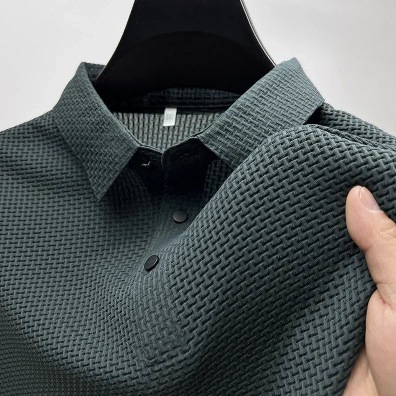 Men's Summer Ice Silk Short Sleeve Polo – Cool, Breathable, Sweat-Absorbing, Business Casual T-Shirt