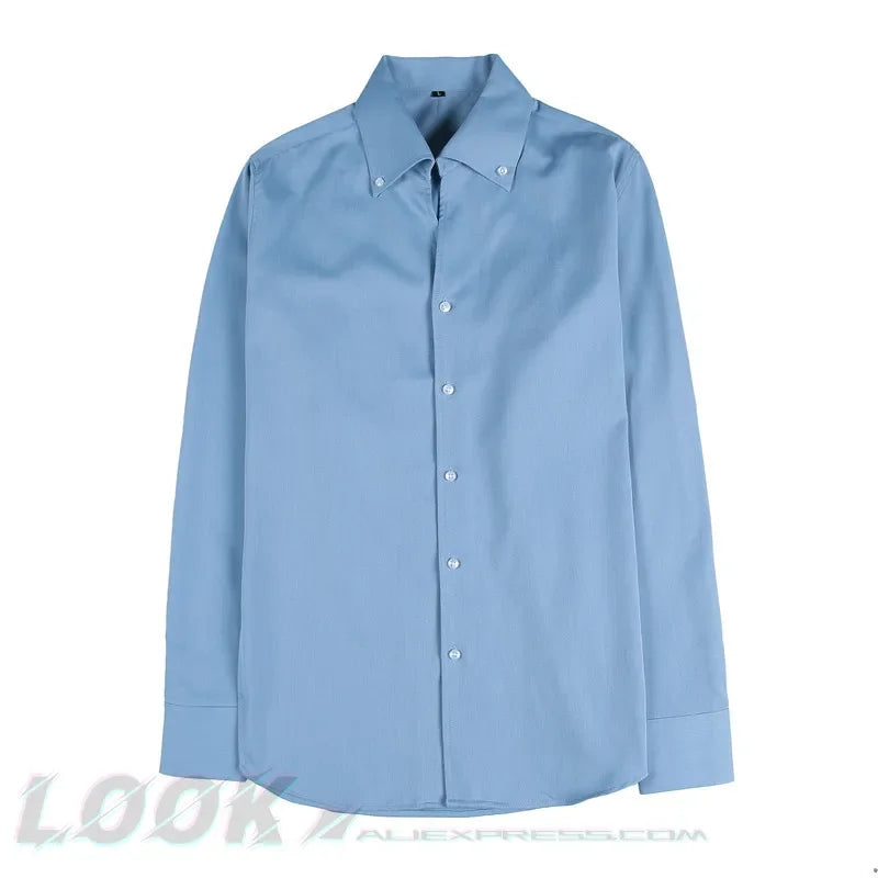 Men's Wrinkle-Free Slim-Fit Italian Collar Shirt – Casual & Stylish