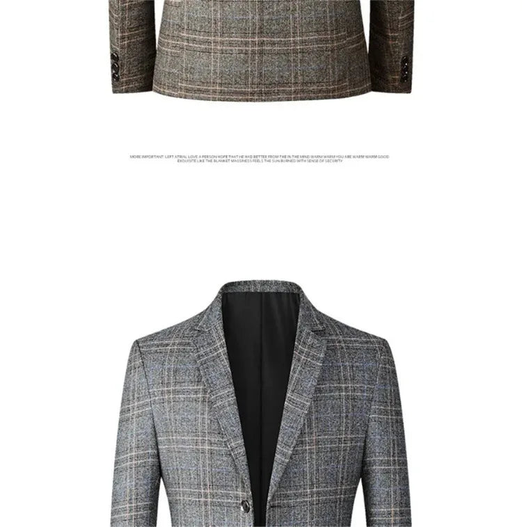 Men’s Plaid Blazer – Spring Wedding & Business Suit Jacket