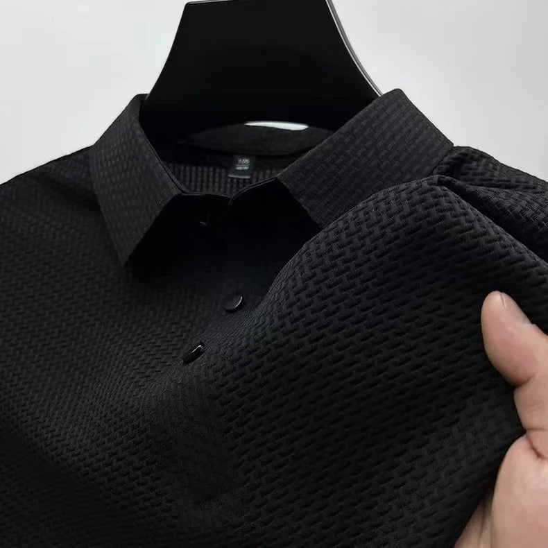 Men's Summer Ice Silk Short Sleeve Polo – Cool, Breathable, Sweat-Absorbing, Business Casual T-Shirt