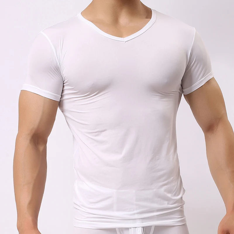 Men’s Ice Silk Quick-Dry T-Shirt – Breathable Slim Fit Summer Top