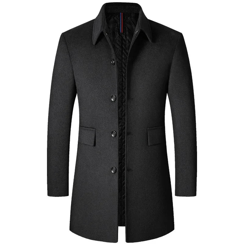 New Men’s Winter Wool Coat – Korean Style Business Trench Jacket