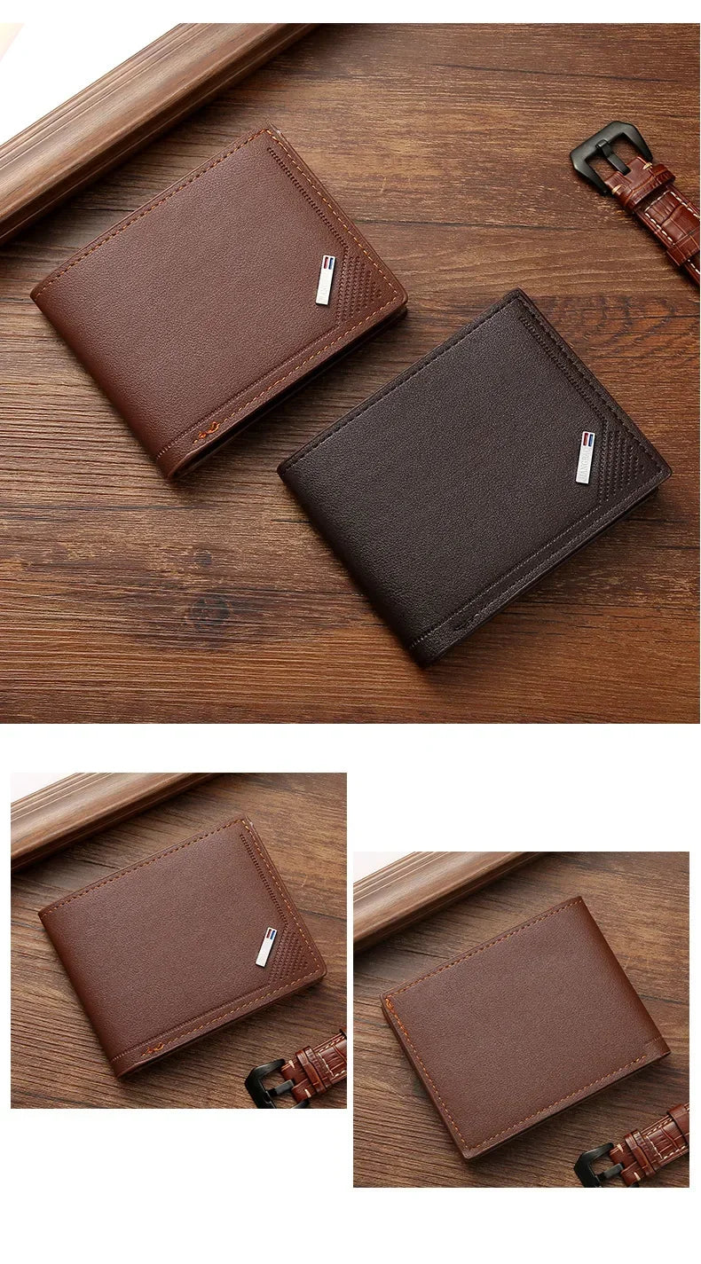 Men's Slim Leather Wallet – Minimalist Soft Leather Bifold, Compact & Durable Short Wallet