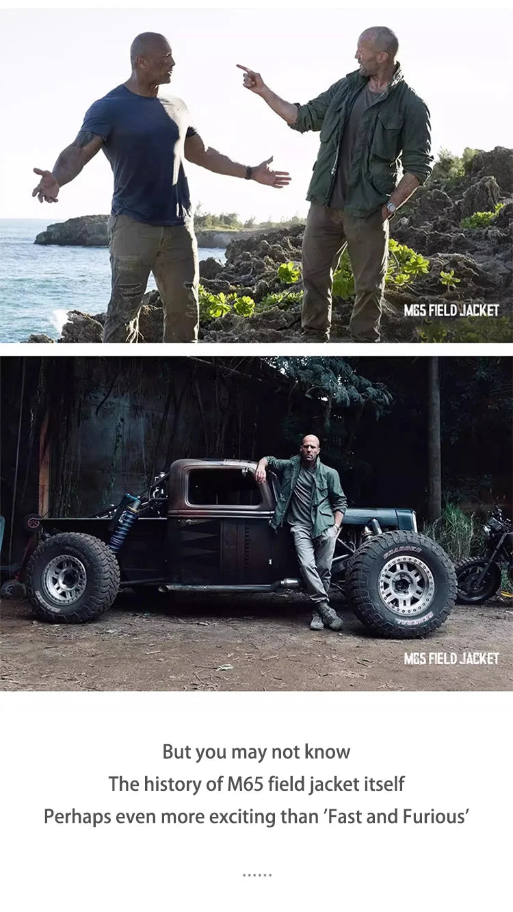 M65 Field Jacket, Men's Military Jacket, Retro Multi Pocket Collar Zipper Jacket, 100% Cotton