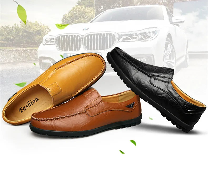 Men’s Genuine Leather Loafers – Luxury Casual Slip-On Moccasins, Designer Driving Shoes 2023