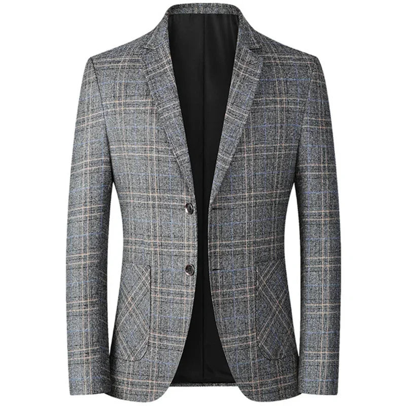 Men’s Plaid Blazer – Spring Wedding & Business Suit Jacket