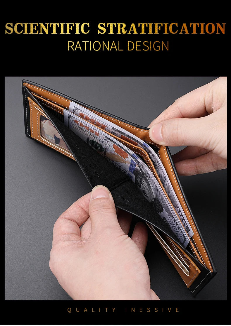 Men's Carbon Fiber Slim Wallet – Short Card Holder with Integrated Zipper Coin Pocket