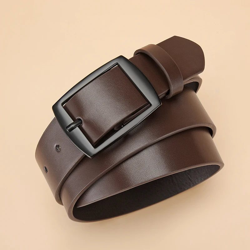 Designer PU Leather Belt for Men & Women – Luxury Style with Metal Pin Buckle