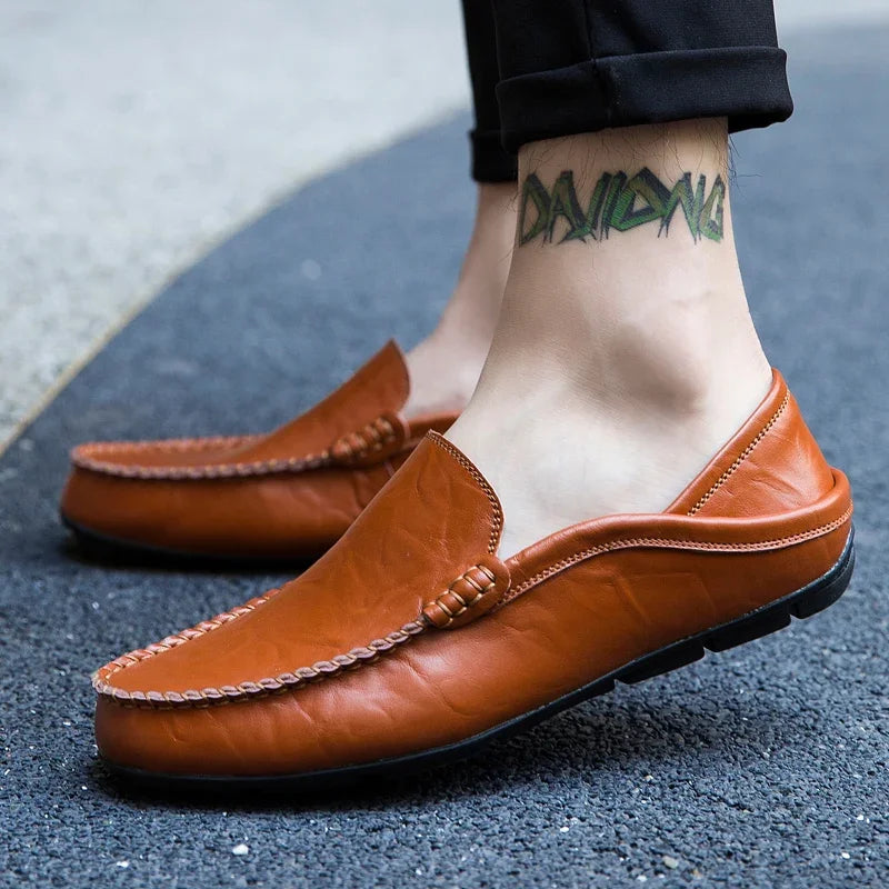 Men’s Casual Genuine Leather Loafers – Designer Slip-On Moccasins & Boat Shoes, High Quality