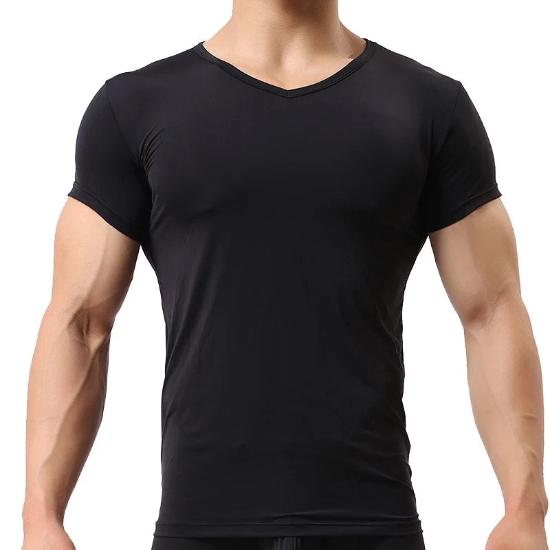 Men’s Ice Silk Quick-Dry T-Shirt – Breathable Slim Fit Summer Top