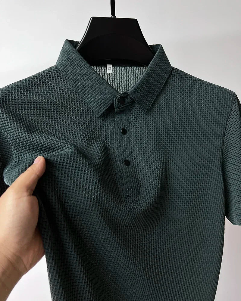 Men's Summer Ice Silk Short Sleeve Polo – Cool, Breathable, Sweat-Absorbing, Business Casual T-Shirt