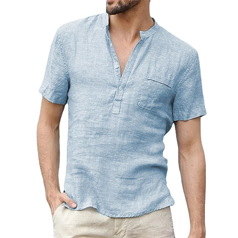 Men's Summer Cotton & Linen Short-Sleeve T-Shirt – Breathable Casual Top, Sizes S-3XL