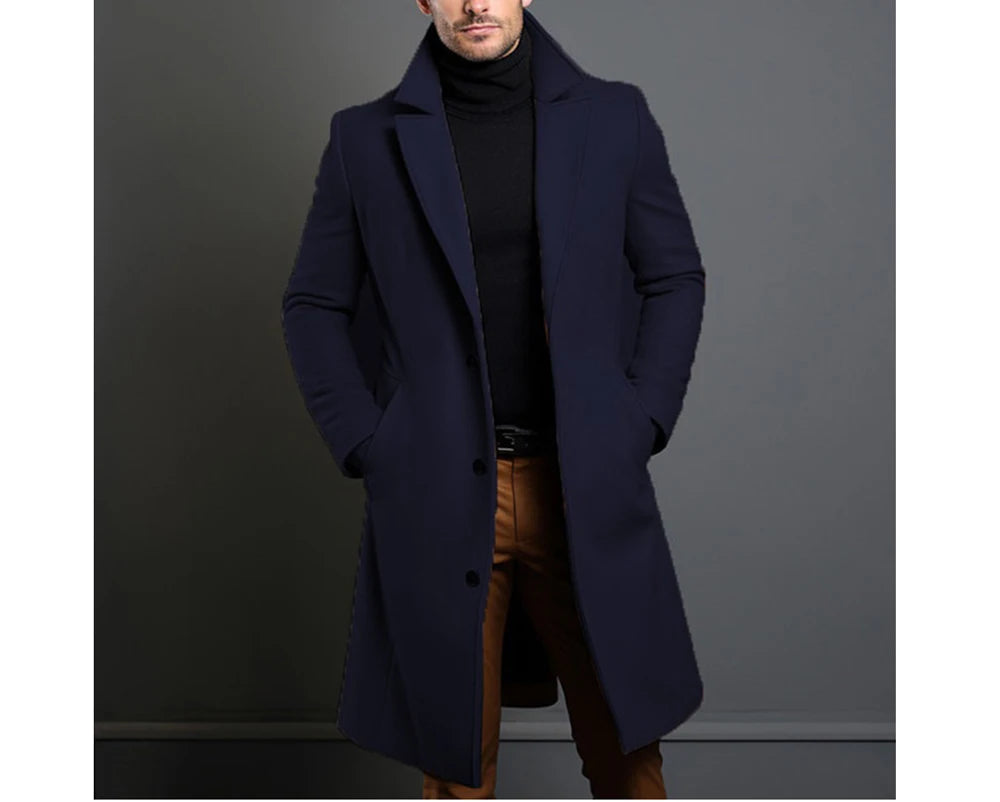 Men’s Luxury Wool Trench Coat – Warm & Stylish Winter Overcoat