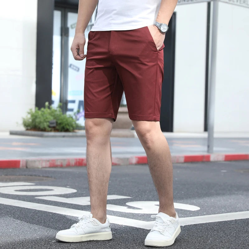 Men’s Summer Slim Fit Stretch Shorts – Lightweight Business Casual Dress Shorts, Fashion High Elastic Waist