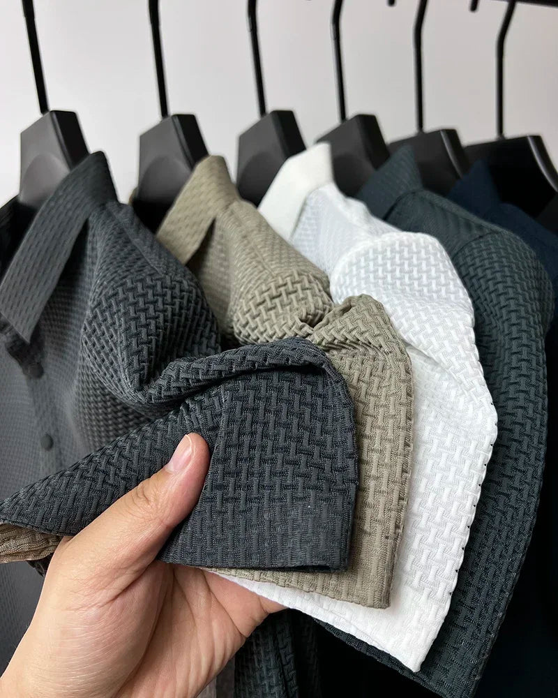 Men's Summer Ice Silk Short Sleeve Polo – Cool, Breathable, Sweat-Absorbing, Business Casual T-Shirt