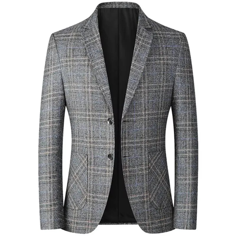 Men’s Plaid Blazer – Spring Wedding & Business Suit Jacket