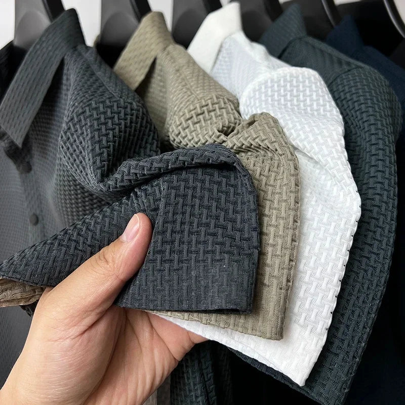 Men's Summer Ice Silk Short Sleeve Polo – Cool, Breathable, Sweat-Absorbing, Business Casual T-Shirt