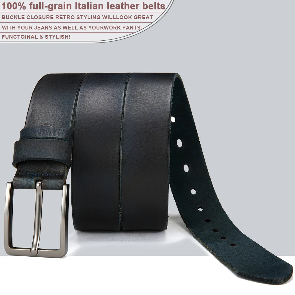 Men’s Genuine Leather Belt – High-Quality Cowskin with Classic Metal Buckle