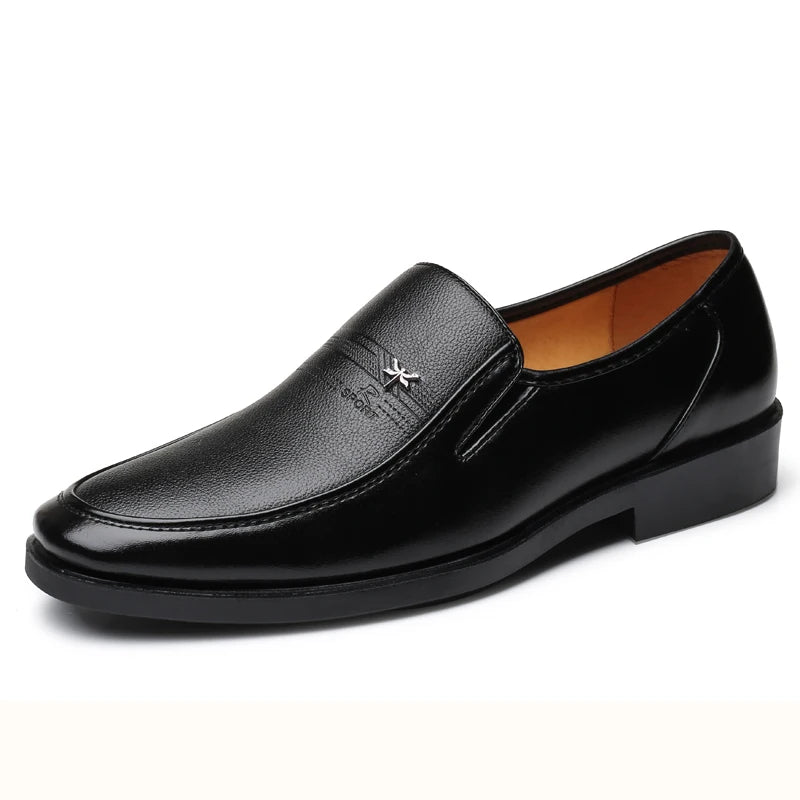 Men’s Classic Leather Loafers – Elegant Business Slip-On Dress Shoes